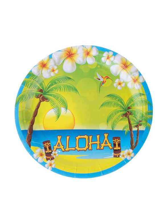 Set van 8 borden Aloha feestje