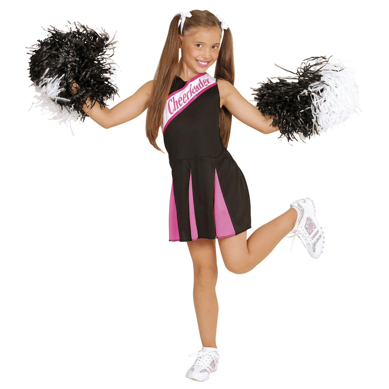 Cheerleader kostuum zwart roze kinderen