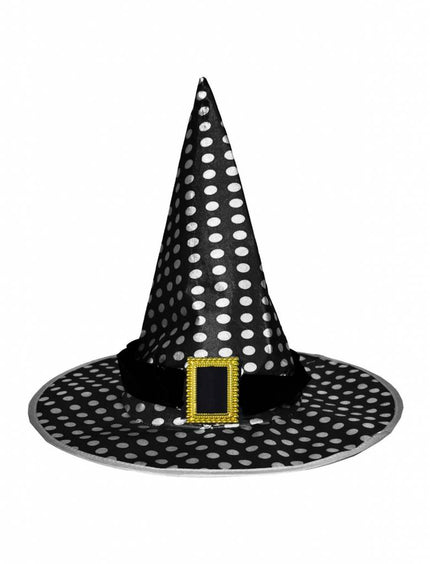 Heksen hoed zwart met stippen