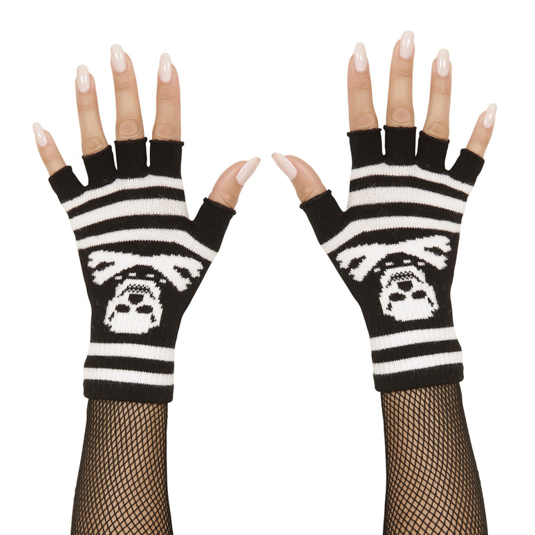 Vingerloze handschoenen skelet piraat