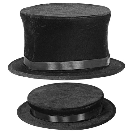 Hoge hoed inklapbare fluweel zwart