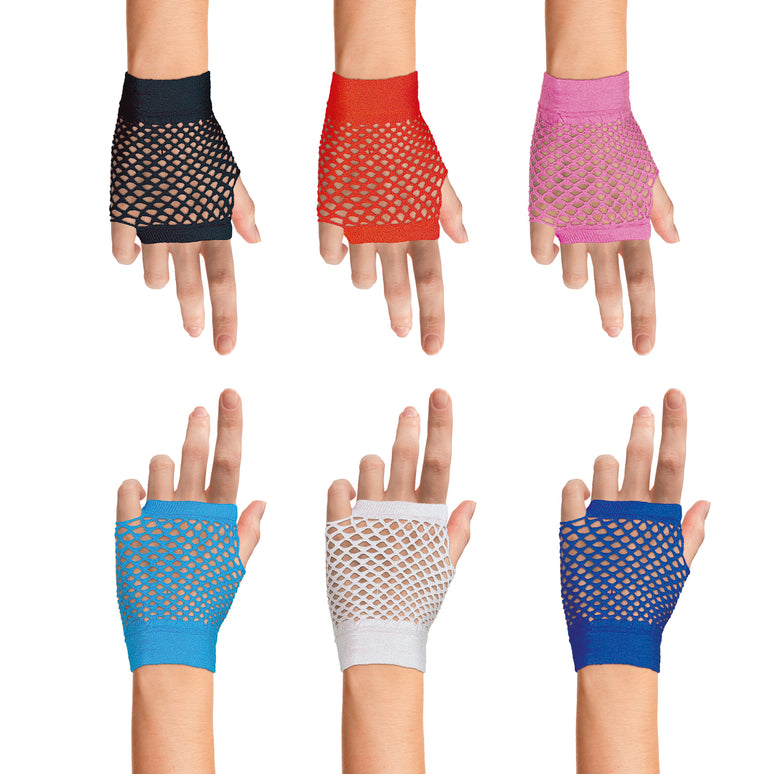 Roze visnet handschoenen kort model