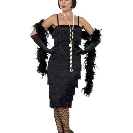 Flapper kostuum zwarte lang model