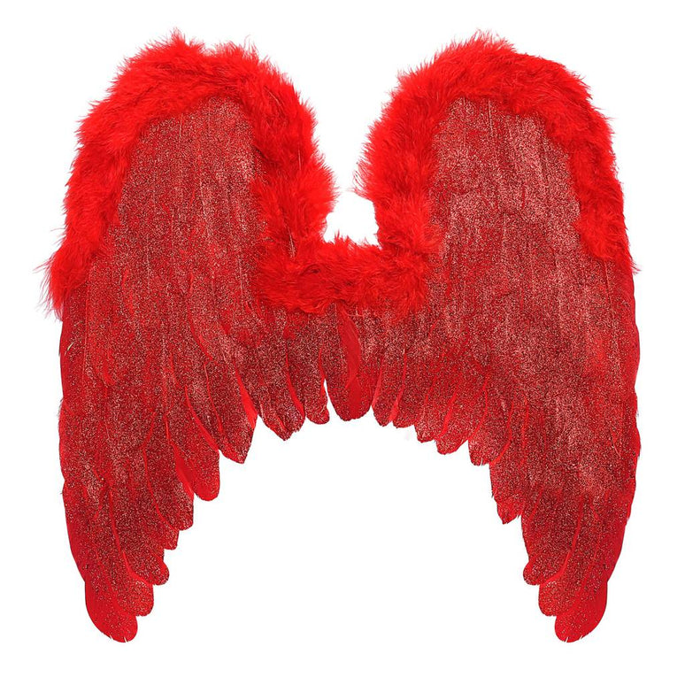 Rode vleugels met marabou en glitters