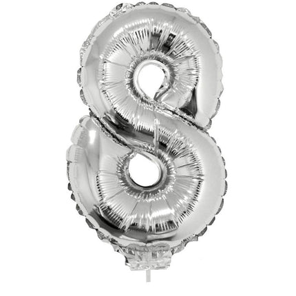 Folieballon 41 cm op stokje zilver