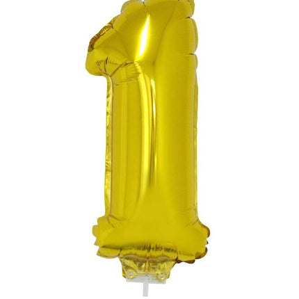 Folieballon 41 cm goud op stokje