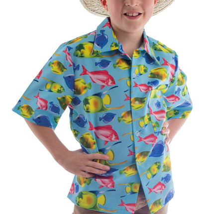 Hawaii shirt Daan met vis print kinderen