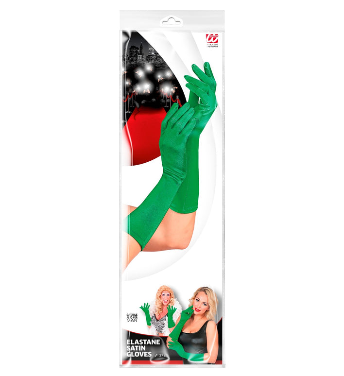 Handschoenen satijn elastisch groen