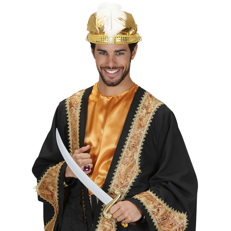 Tulband sultan in goud met nep parels