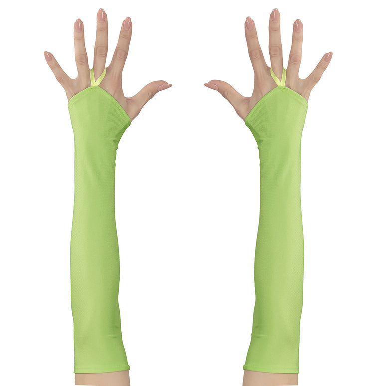 Neon groene handschoenen in satijn