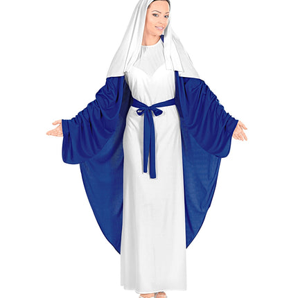 Maria kostuum blauw wit