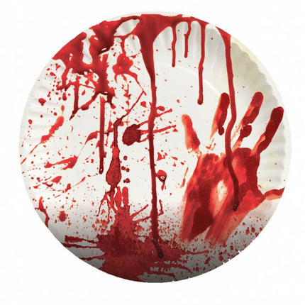 Bordjes met bloedspetters voor Halloween