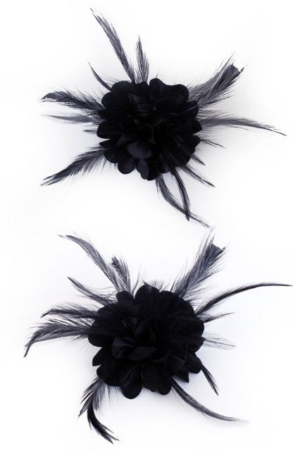 Haarclip met zwarte zijden bloem