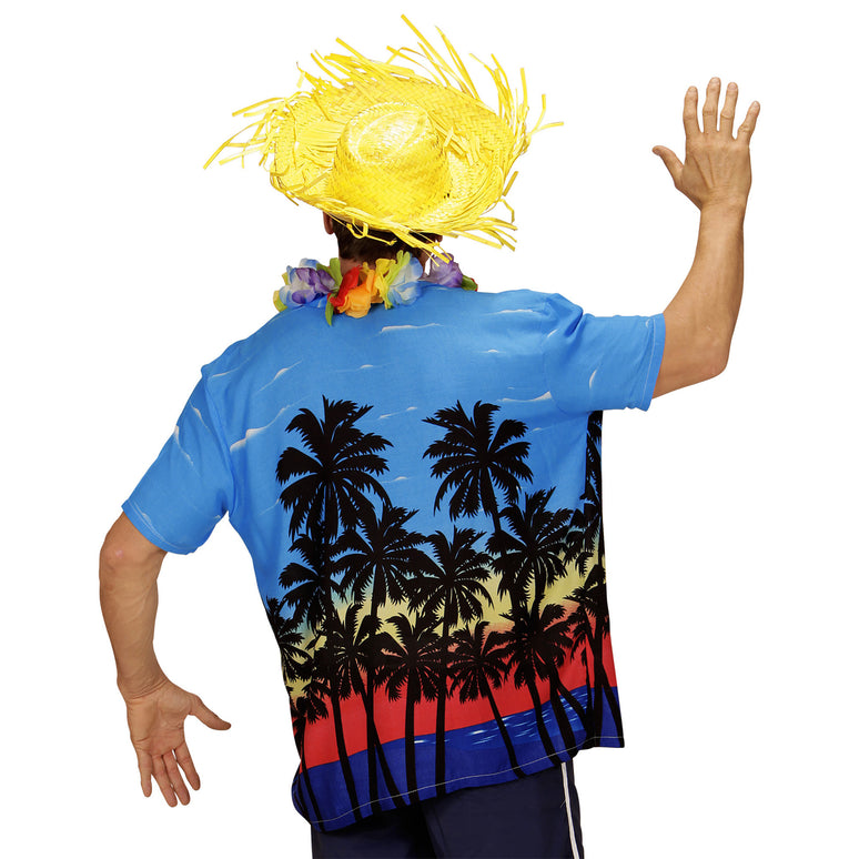 Hawaii shirt blauw palmbomen