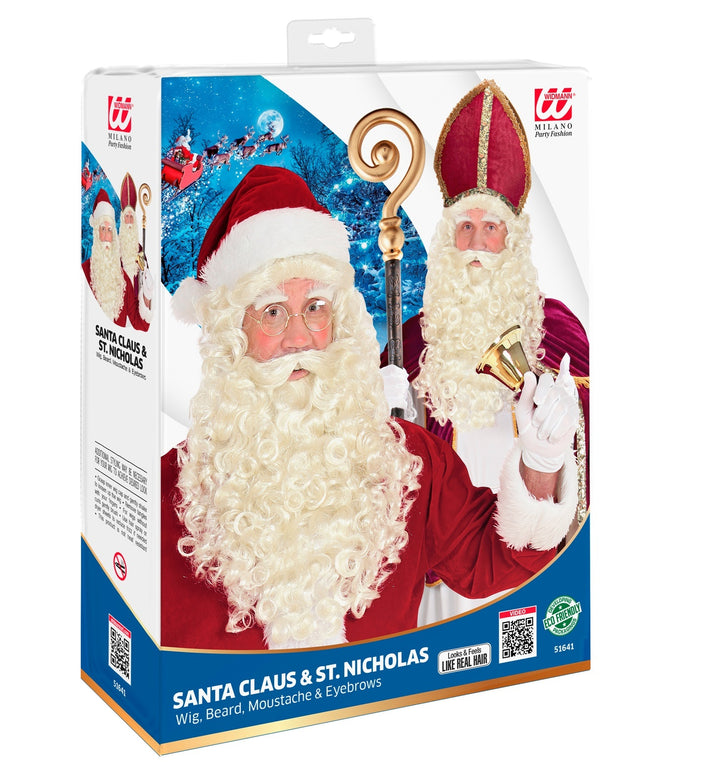 Sinterklaas of Kerstman baard en pruik