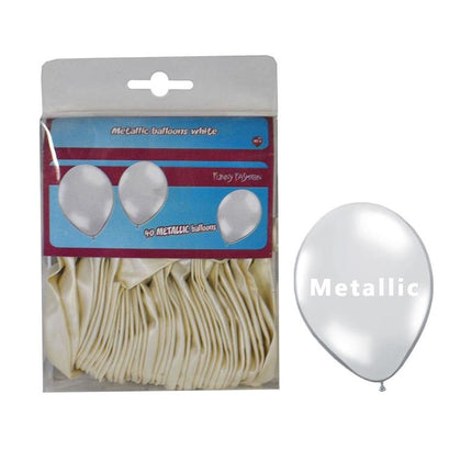 Witte metallic latex ballonnen 40st