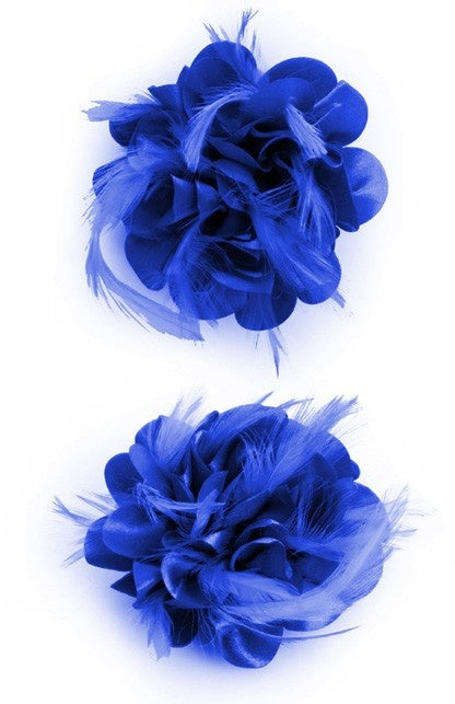 Haarclip kobalt blauwe zijden bloem