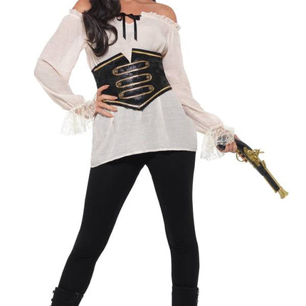 Luxe piratenshirt dames wit