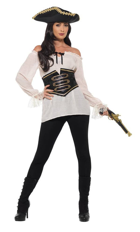 Luxe piratenshirt dames wit