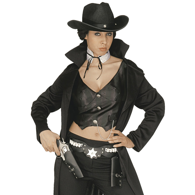 Cowboy holster zwart dubbel luxe