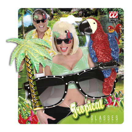 Papegaai bril met palmboom Hawaii