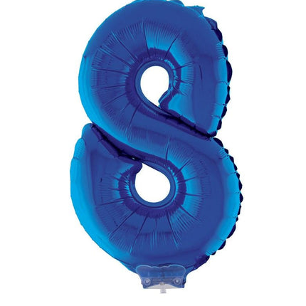 Folieballon 41 cm op stokje blauw