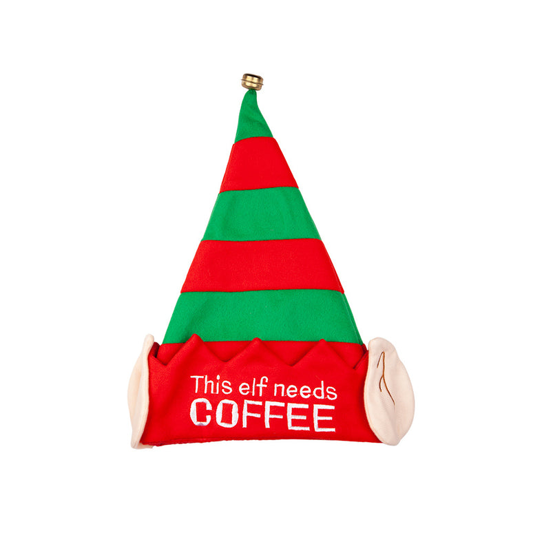 Kerstmuts met tekst Deze elf heeft koffie nodig