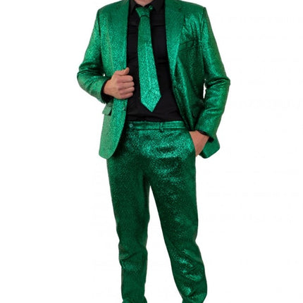 Groen metallic disco kostuum Jeff man 3-delig
