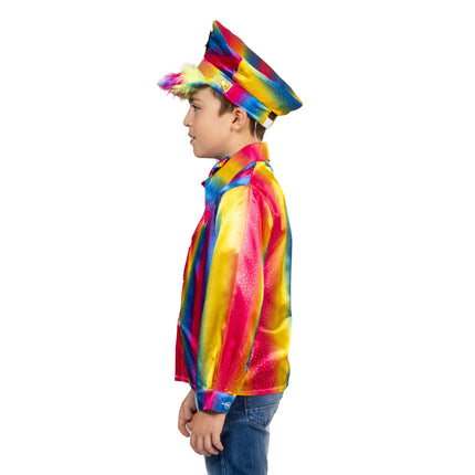 Disco shirt Stijn regenboogkleuren