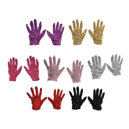 Paarse glitter handschoenen met pailletten