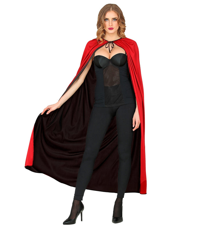 Luxe dubbelzijdige cape zwart rood