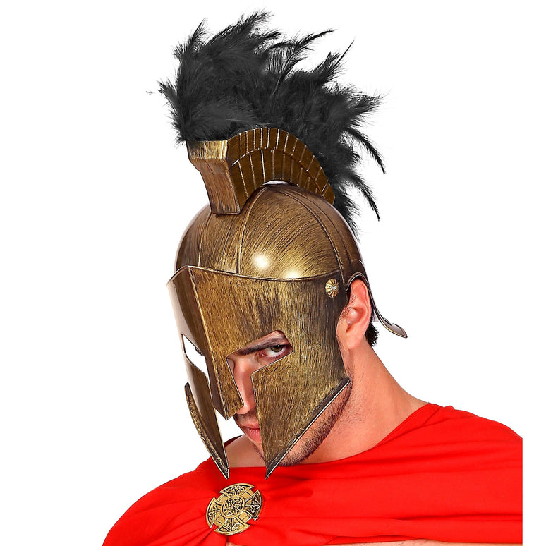 Spartaanse helm met zwarte veer