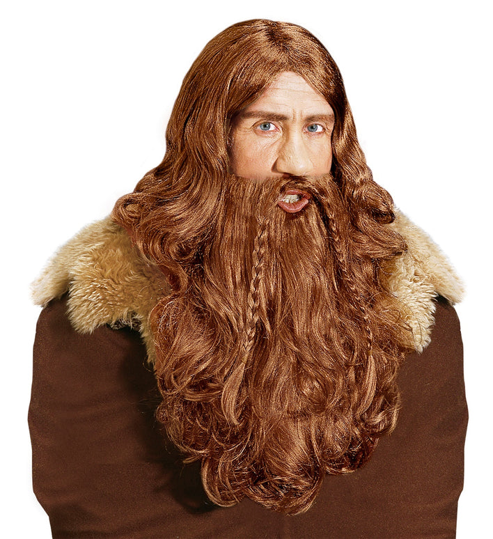 Viking pruik met baard en snor blond