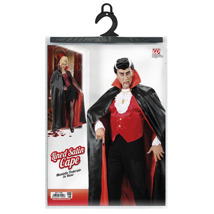 Dracula cape zwart met rode binnenzijde satijn