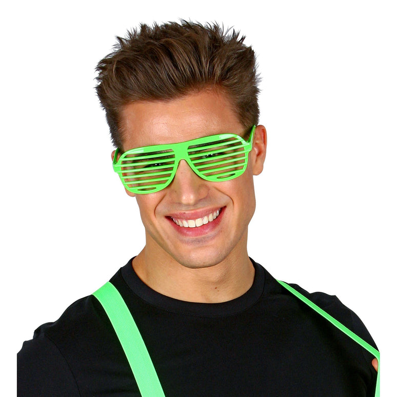 Neon groene bril met luikjes