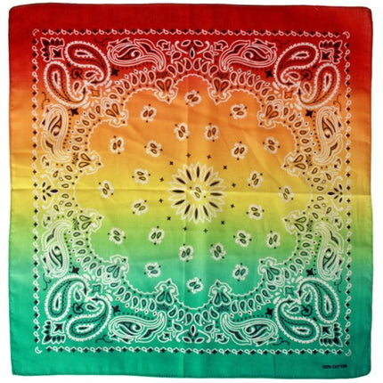 Bandana  met kleurverloop rood/geel/groen 56 x 56 cm