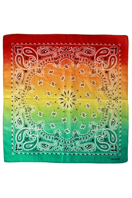 Bandana  met kleurverloop rood/geel/groen 56 x 56 cm