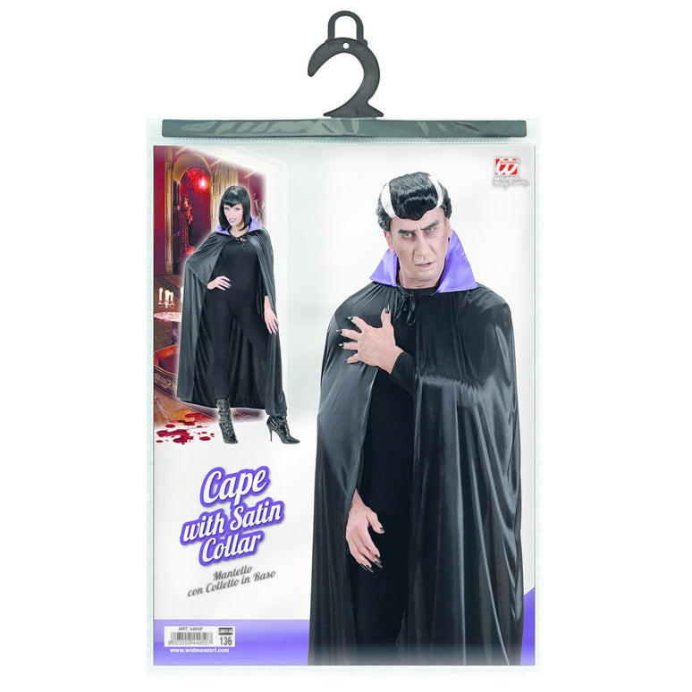Vampier cape zwart met paare kraag volwassenen