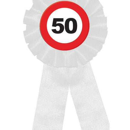 50e verjaardag party rozet verkeersbord