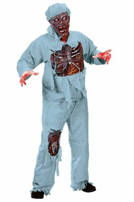 Zombie kostuum dokter open ribbenkast