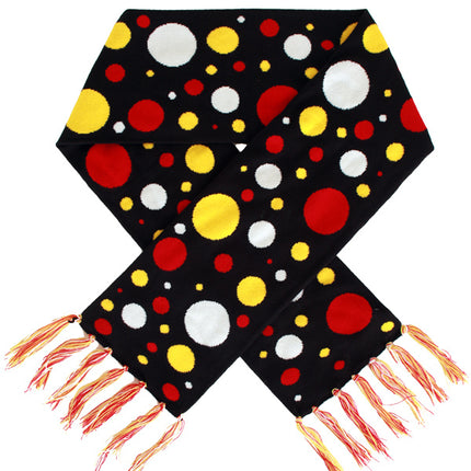 Sjaal rood/wit/geel confetti 160 x 19 cm.