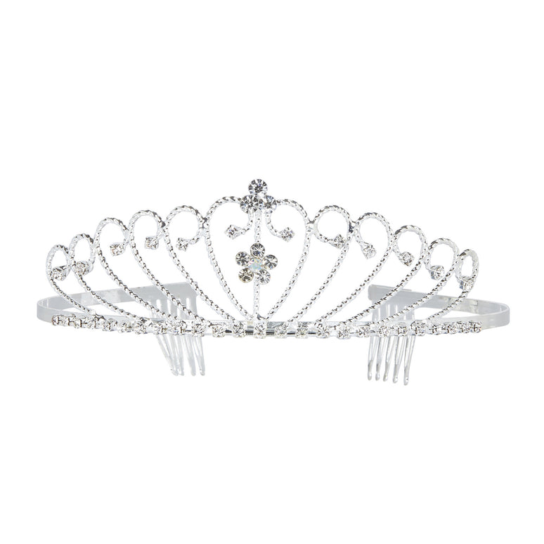 Zilveren tiara met steentjes