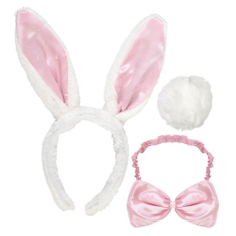 Bunny oren met staart en strik roze wit