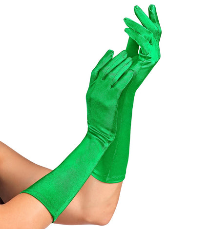 Handschoenen satijn elastisch groen