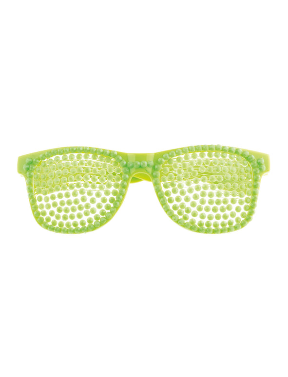 Disco bril met parels in neon groen