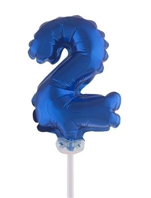 Folieballon 13 cm op stokje blauw