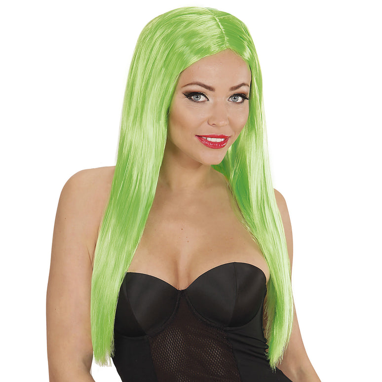 Groene pruik met lang stijl haar