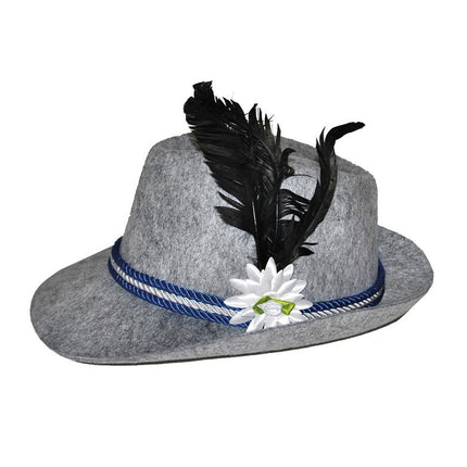 Beierse hoedje voor heren met veer en bloem