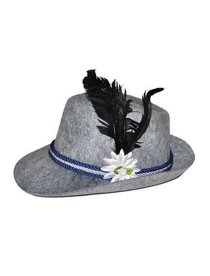 Beierse hoedje voor heren met veer en bloem