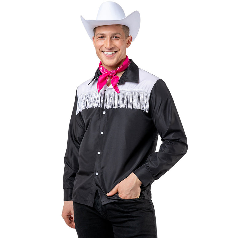 Cowboy blouse Sam heren zwart wit